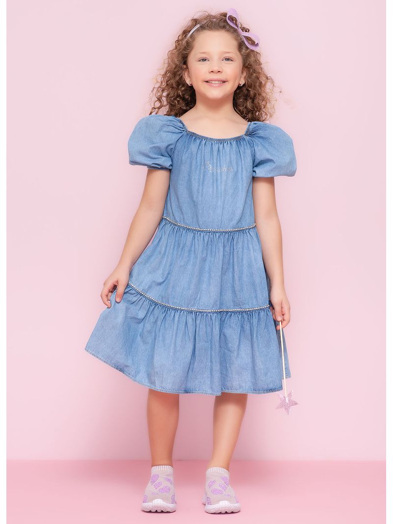 Vestido-Jeans-Babados-Cristais