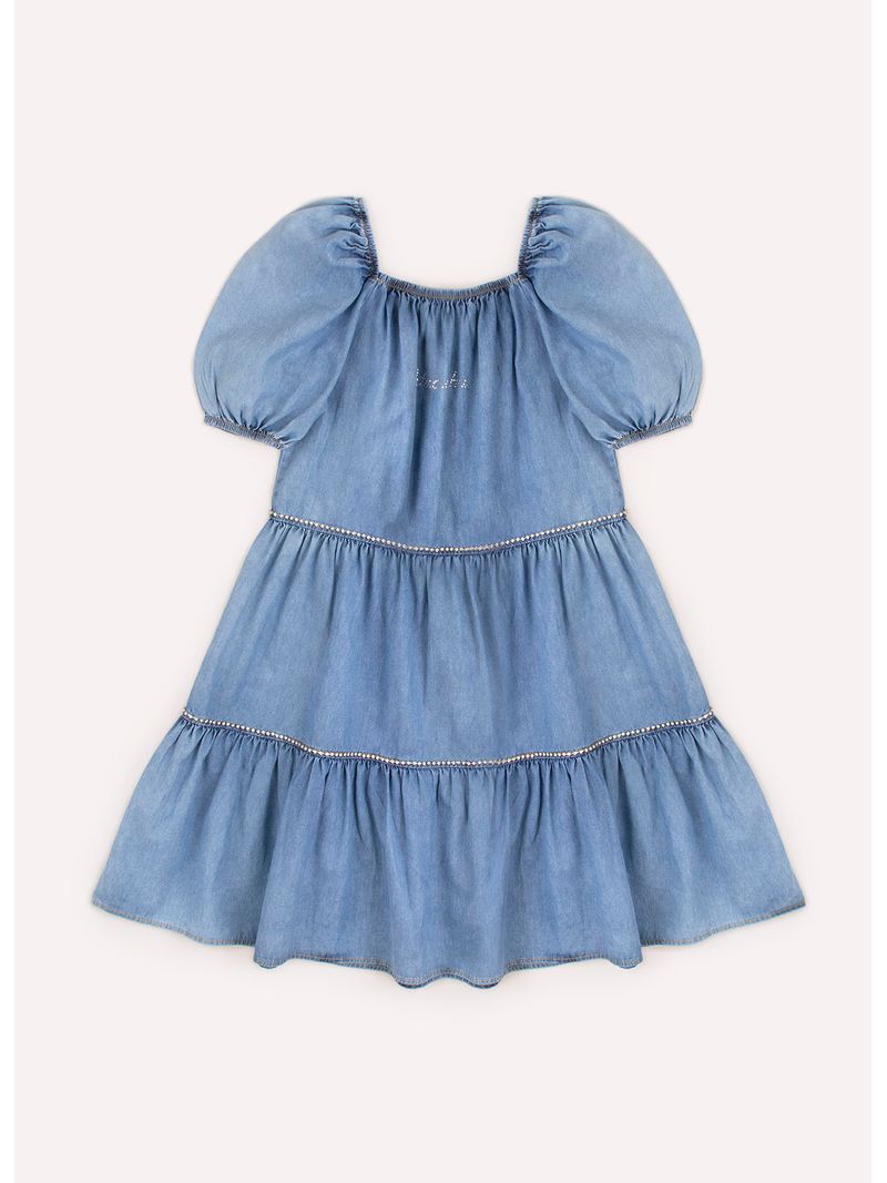 Vestido-Jeans-Babados-Cristais