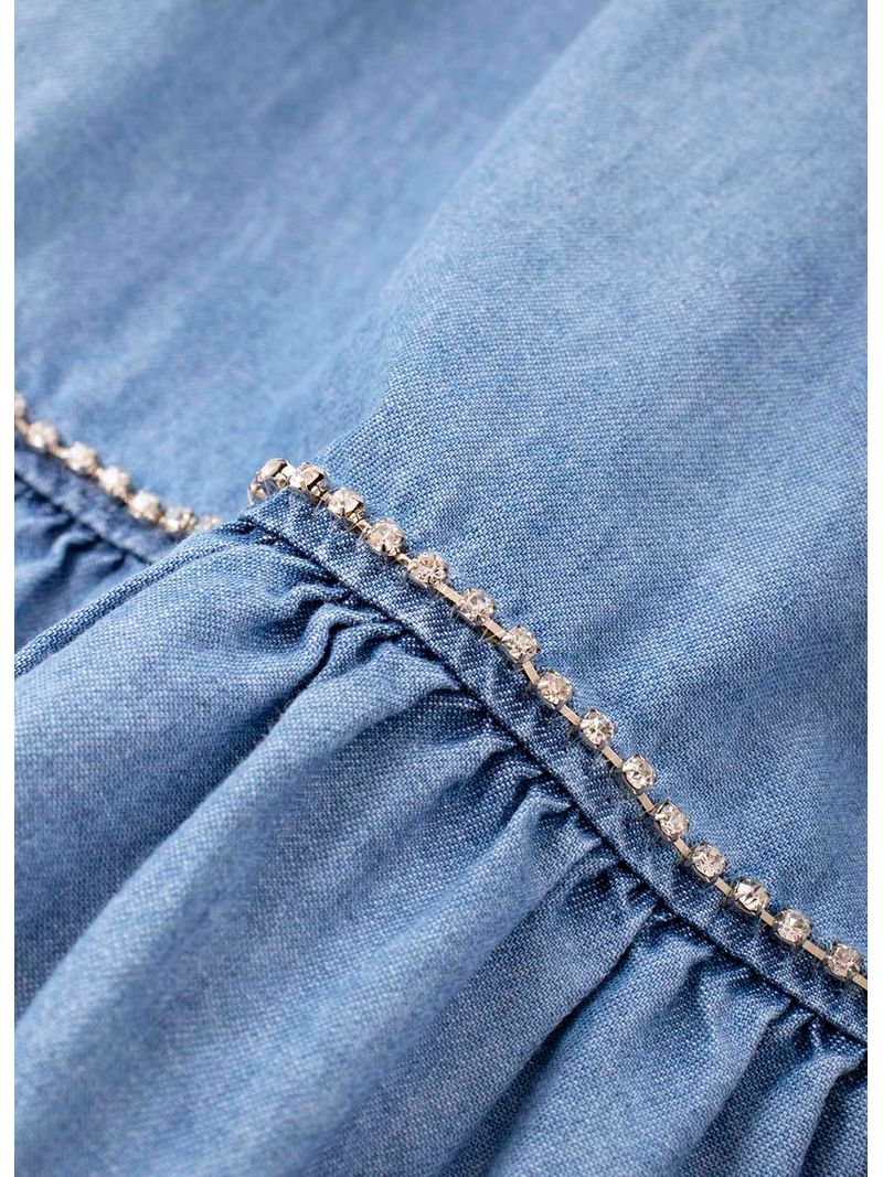 Vestido-Jeans-Babados-Cristais
