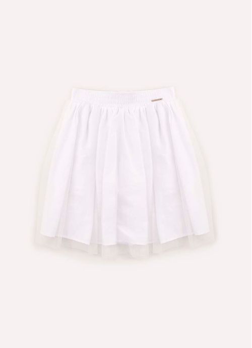 White Cotton and Tulle Short Skirt