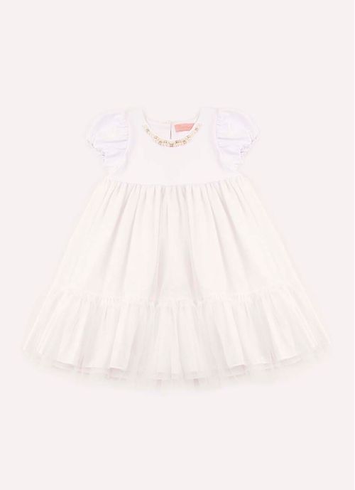 White Cotton and Tulle Dress
