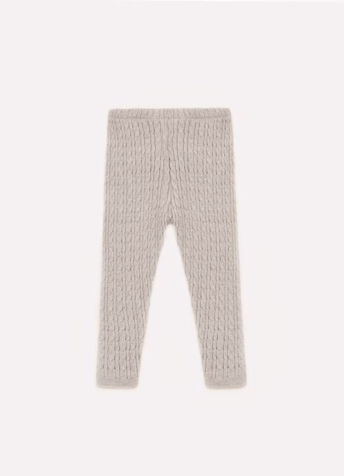 Mixed Beige Braided Stitch Knitting Pants