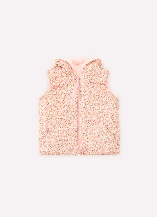 Pink Floral Cotton Puffer Vest