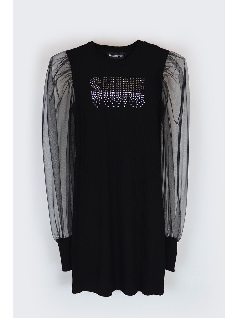 Vestido_Canelado_Manga_Tule_Shine