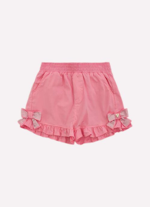 Short Tricoline Laços Laterais Cristal Rosa Opera