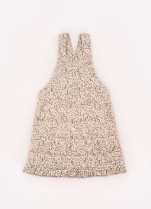 Jardineira Puffer Algodão Estampada Toile Babadinho