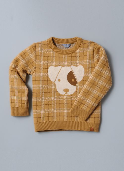 Blusa Tricot Maxi Xadrez Jacquard Cachorro For Boys