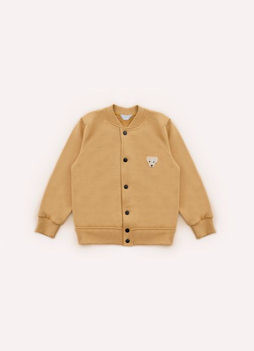 Casaco Bomber Moletom Botões For Boys Ocre