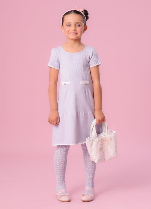 Vestido Tricot Mini Tranças Botões Jóia
