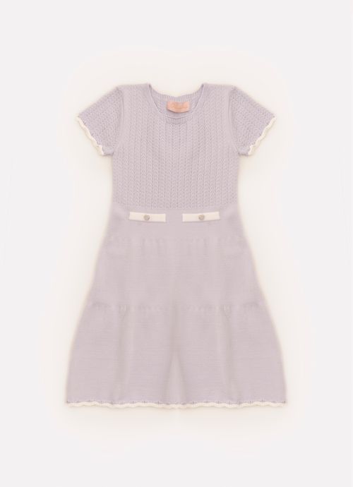 Vestido Tricot Mini Tranças Botões Jóia