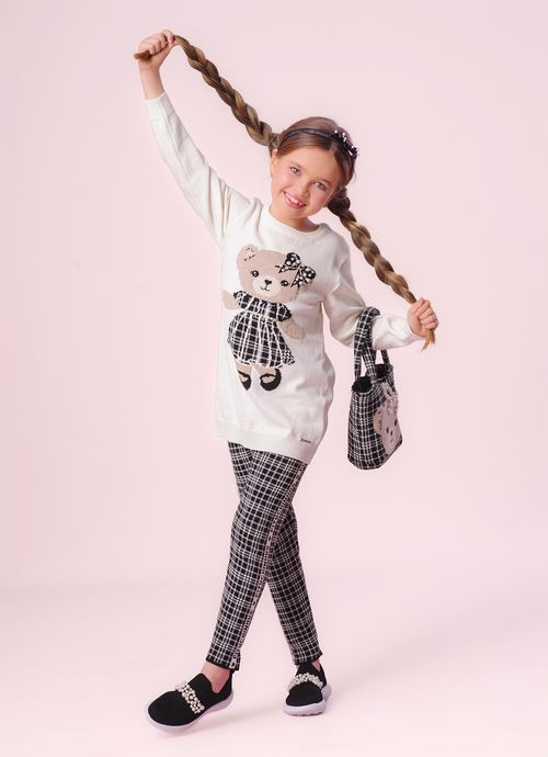 Legging Tricot Xadrez Pituchinhus Preto