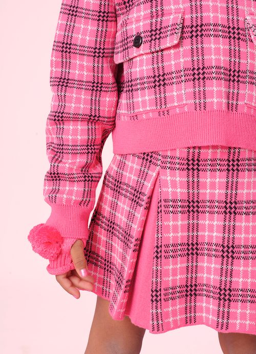 Saia Tricot Xadrez Pregas