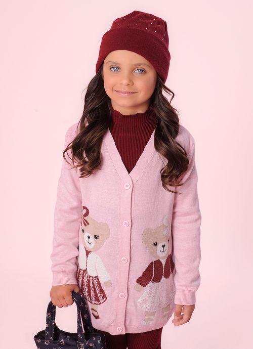 Maxi Casaco Tricot Multi Ursinhas