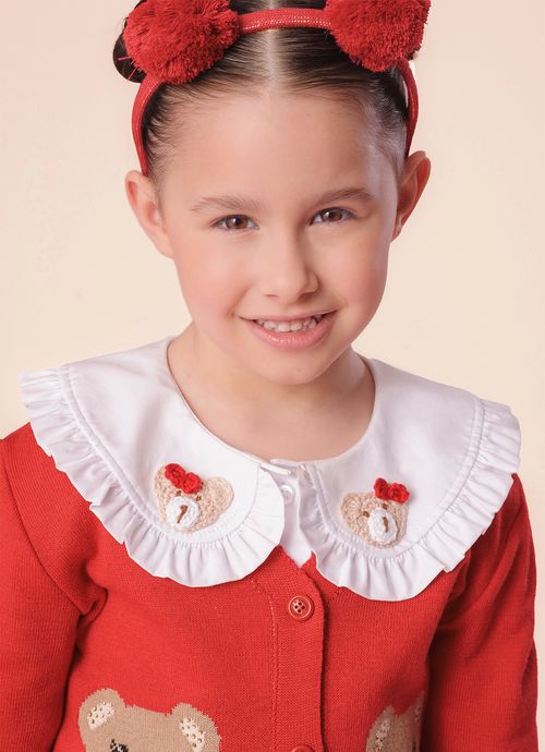 Casaco Tricot Ursinhas Cristais Vermelho